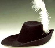 Musketeer, Cavalier, Swashbuckler Hat w/Ostrich Plume