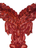 Red Sequined Beaded Bodice Applique