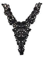 Black Sequined Beaded Lace Applique