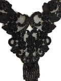 Black Sequin Beaded Embroidered Applique