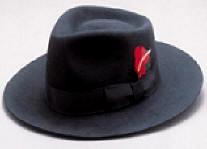 Gangster Hat  Wool Felt w/Hat Band & Feather