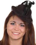 Mini Felt Derby Hat  w/Net Trim & Feather