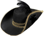 Pirate Hat /  Musketeer Hat with Feather / Black Felt