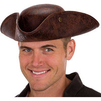 Pirate Hat / Tricorn / Brown Faux Leather