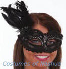 Black Mask with Black Feather