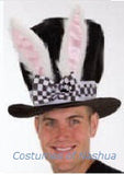 Black Velvet Bunny Ear Top Hat  with Bow Tie
