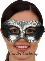 Silver Sequin & Black Glitter Mask