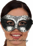 Silver Sequin & Black Glitter Mask