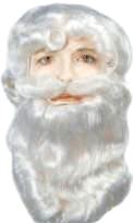 Santa Claus Wig & Beard Set / Washable Bargain Santa Set V3