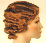 Flapper Wigs / 1930's Fingerwave Fluff Skin Part Wig / 1920's - 1930's