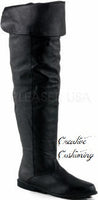 Thigh High, Renaissance or Pirate Leather Boot w/Cuffed Collar