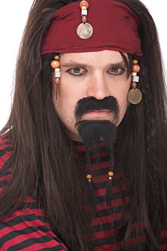 Pirate Goatee w/Beads & Moustache Set