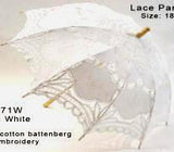 Battenberg Lace Parasol White  100% Cotton w/Embroidery