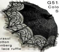 Battenberg Black Lace Parasol  100% Cotton w/Embroidery