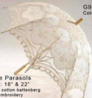 Battenberg Lace Parasol Ecru  100% Cotton w/Embroidery
