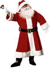 Plush Old Time Santa Claus Suit  with Hood Costume