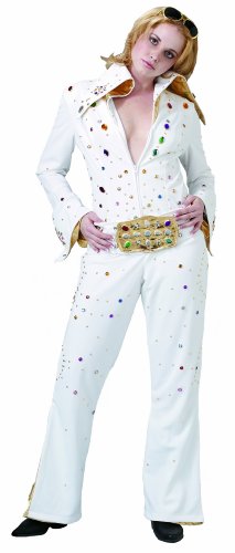 ladies elvis fancy dress Morph The King Jumpsuit Costume Women Halloween Costume For Women White X-Large, Women's, Size: XL