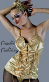 Madonna Costume / Front Lace Gold Corset / 80's Pop Singer