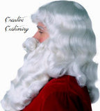 Santa Beard and Wig Set with Attached Moustache / Professional Quality