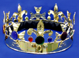 Fleur de Lis King Crown 7.5"  w/Jewel Stones & Foam Headliner