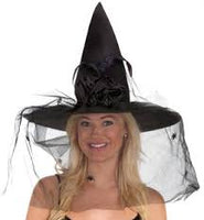 Velvet Witch Hat  w/Feathers & Veil